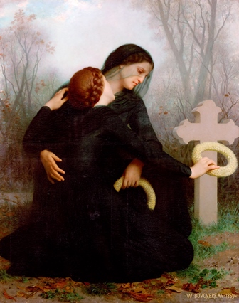 Women weeping in the cemetery is a poignant work of art by Bouguereau.