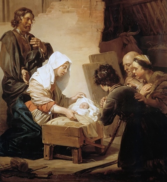 "Adoration of the Shepherds" is a painting by Jan de Bray, a Dutch Golden Age artist, 1627 - 1697.