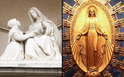 The Blessed Virgin Mary gave the image of the Miraculous Medal to Saint Catherine Laboure.