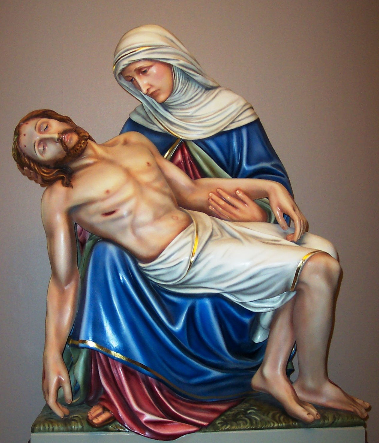 This is the exquisitely restored Pieta Statue at Saint Wenceslaus Church in Saint Louis, Missouri.
