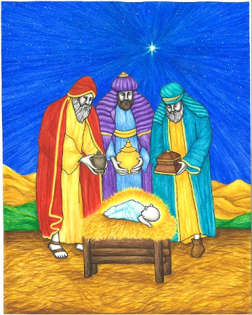 This illustration of the Magi or Wise Men is by artist Jason Koltuniak for the children's book from Divine Providence Press, 