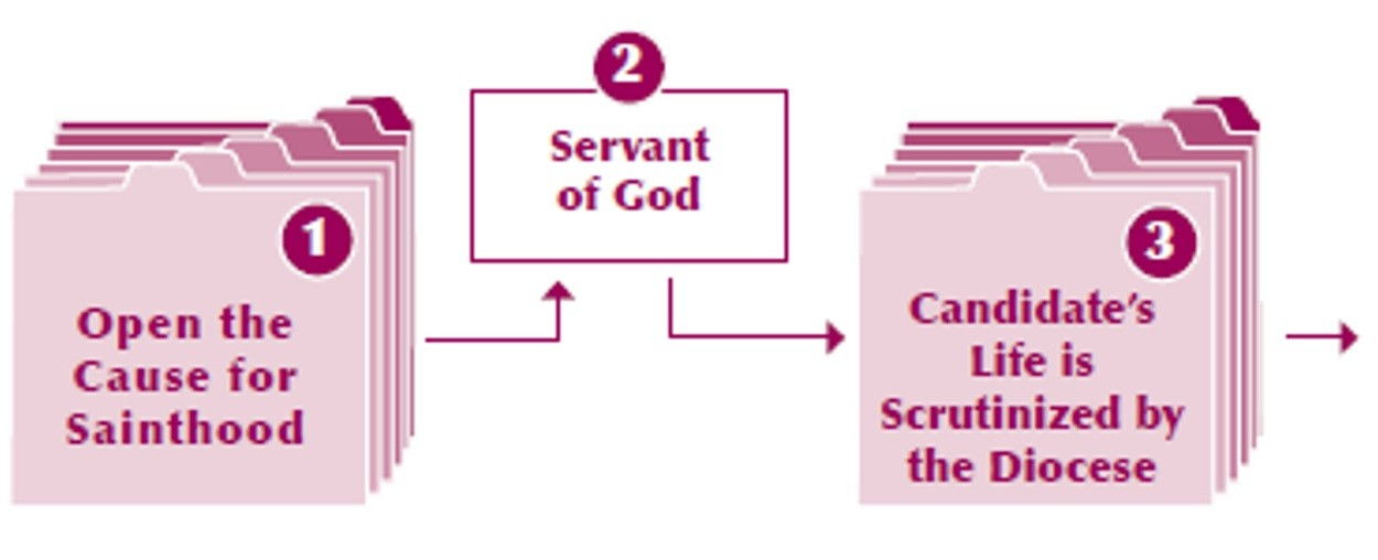 Cause for Sainthood Graphic: Steps 1 - 3.