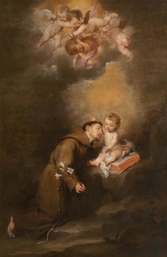 Saint Anthony with the Christ Child is a public domain image by the late, famous Spanish painter, Bartolomé Esteban Murillo. 