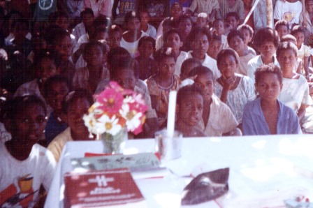 Children gather for the celebration of a Catholic Mass in Papua New Guinea.