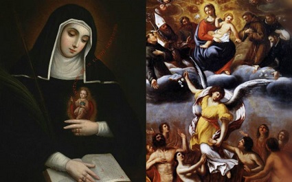 Saint Gertrude the Great is a German mystic known for a prayer, claiming it came from Jesus in a vision, to help the Souls in Purgatory.