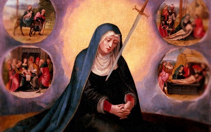 The Blessed Virgin Mary is also known as Our Lady of Sorrows because she witnessed the crucifixion and death of Jesus Christ.
