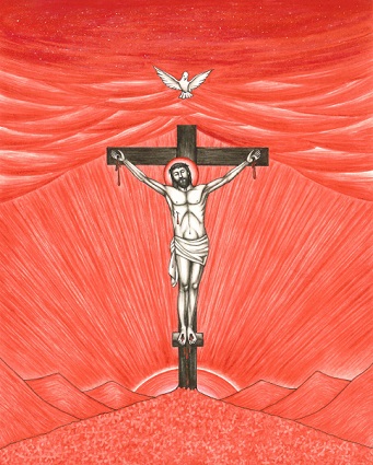 This illustration of Jesus Crucified is by artist Jason Koltuniak for the children's book from Divine Providence Press, 