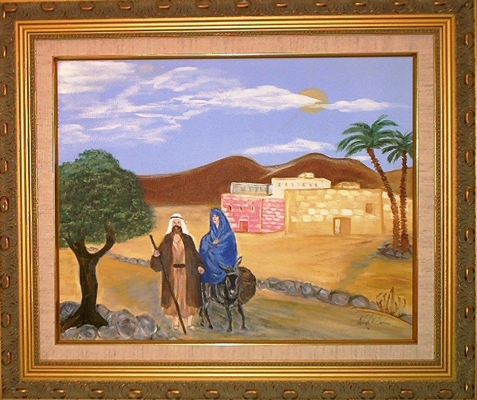 Holy Family Station 2: Mary and Joseph journey to Bethlehem.