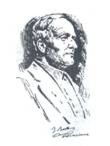 This is a black and white sketch of Servant of God Father John Berthier, Founder of the Missionaries of the Holy Family.